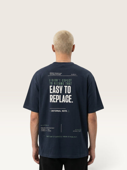 Navy Blue - WEARCAPTION heavyweight cotton oversized t-shirt with white graphic text I'M HAPPY YOU MOVED ON
