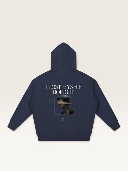 Navy Blue - I MADE YOU PROUD HOODIE, oversized heavyweight cotton-poly fleece