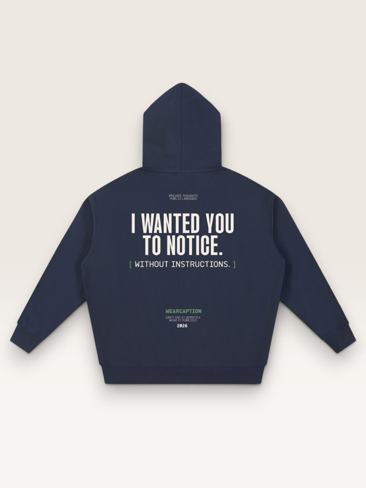Navy Blue - I DIDN'T ASK HOODIE, oversized heavyweight cotton-poly fleece
