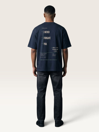 Navy Blue - heavyweight cotton oversized t-shirt with I SAID OKAY graphic print on the front