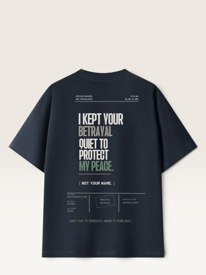 Navy Blue WEARCAPTION  heavyweight cotton oversized t-shirt with NOTHING HAPPENED PUBLIC VERSION graphic print