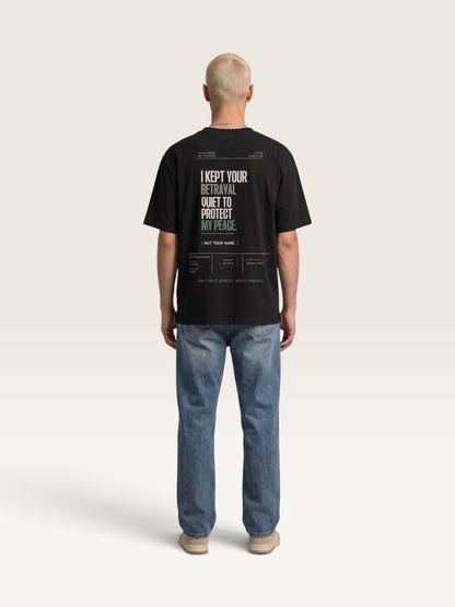 Black WEARCAPTION  heavyweight cotton oversized t-shirt with NOTHING HAPPENED PUBLIC VERSION graphic print