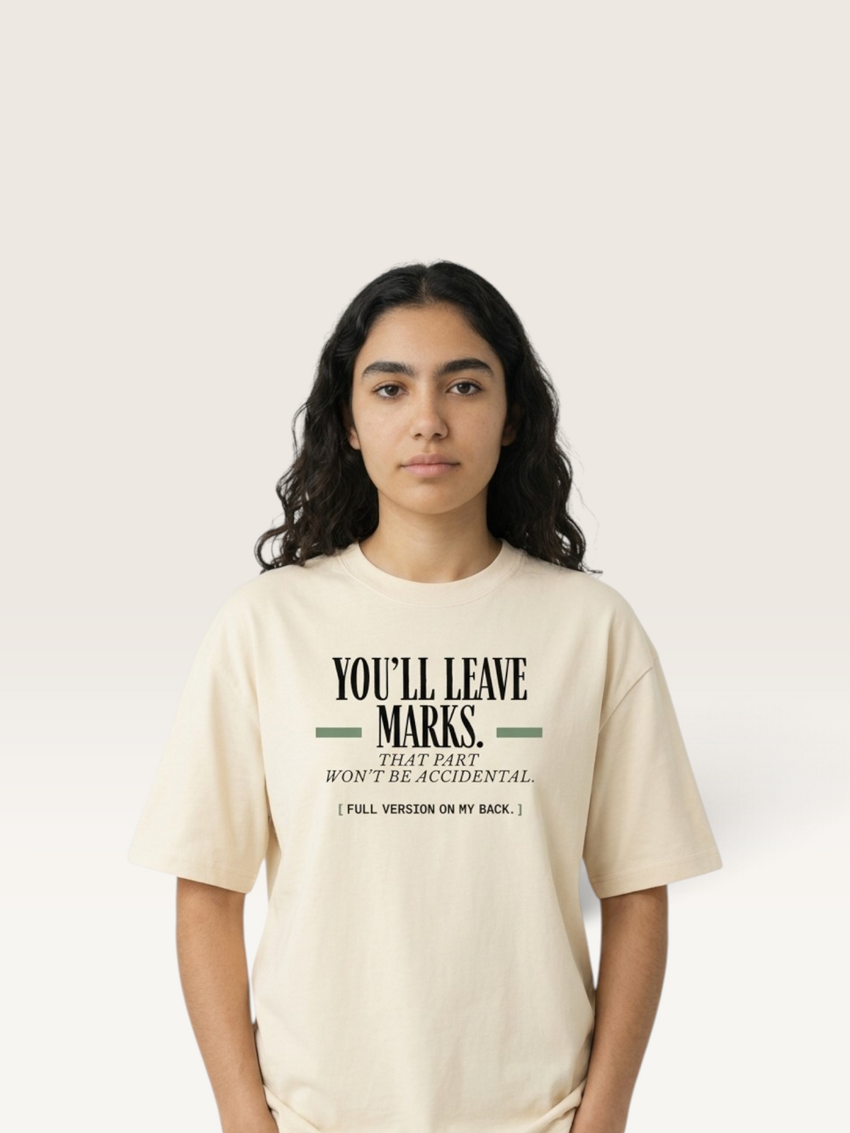 Mild Apricot - YOU'LL LEAVE MARKS TEE, WEARCAPTION heavyweight oversized editorial view worn by woman
