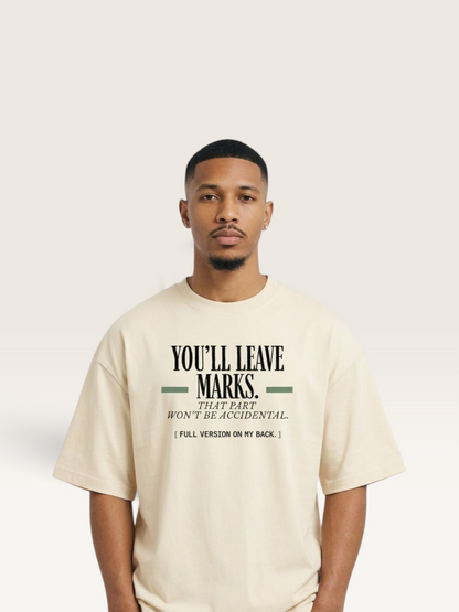 Mild Apricot - YOU'LL LEAVE MARKS TEE, WEARCAPTION heavyweight oversized editorial view worn by man