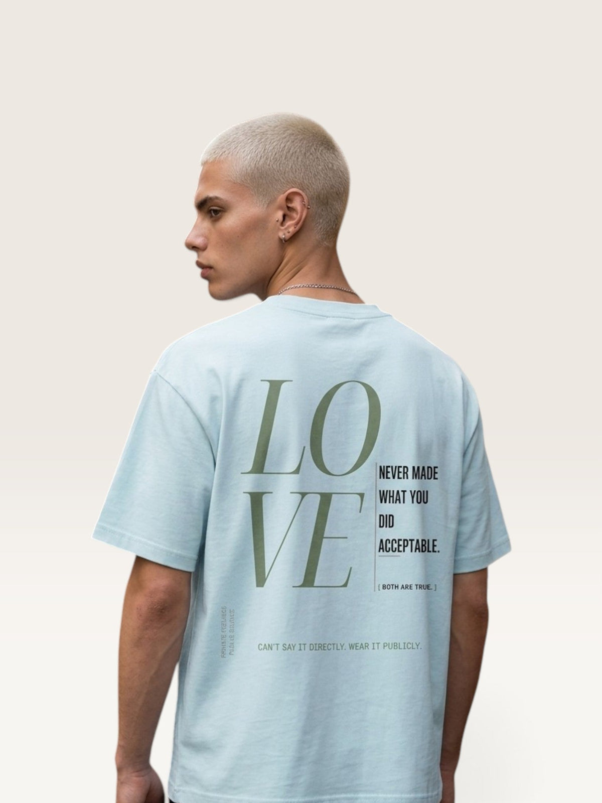 Sky Blue - heavyweight cotton oversized t-shirt with white I STILL LOVE YOU graphic print on the back
