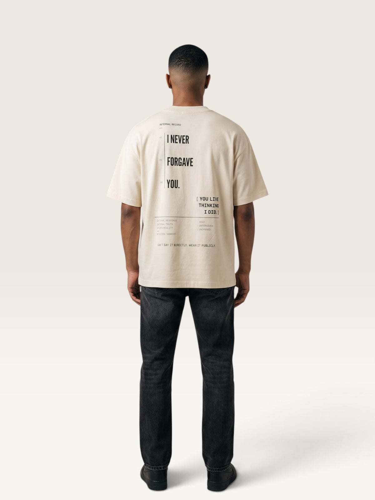 Mild Apricot - heavyweight cotton oversized t-shirt with I SAID OKAY graphic print on the front
