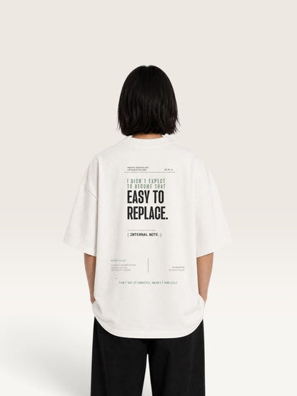 White - WEARCAPTION heavyweight cotton oversized t-shirt with white graphic text I'M HAPPY YOU MOVED ON