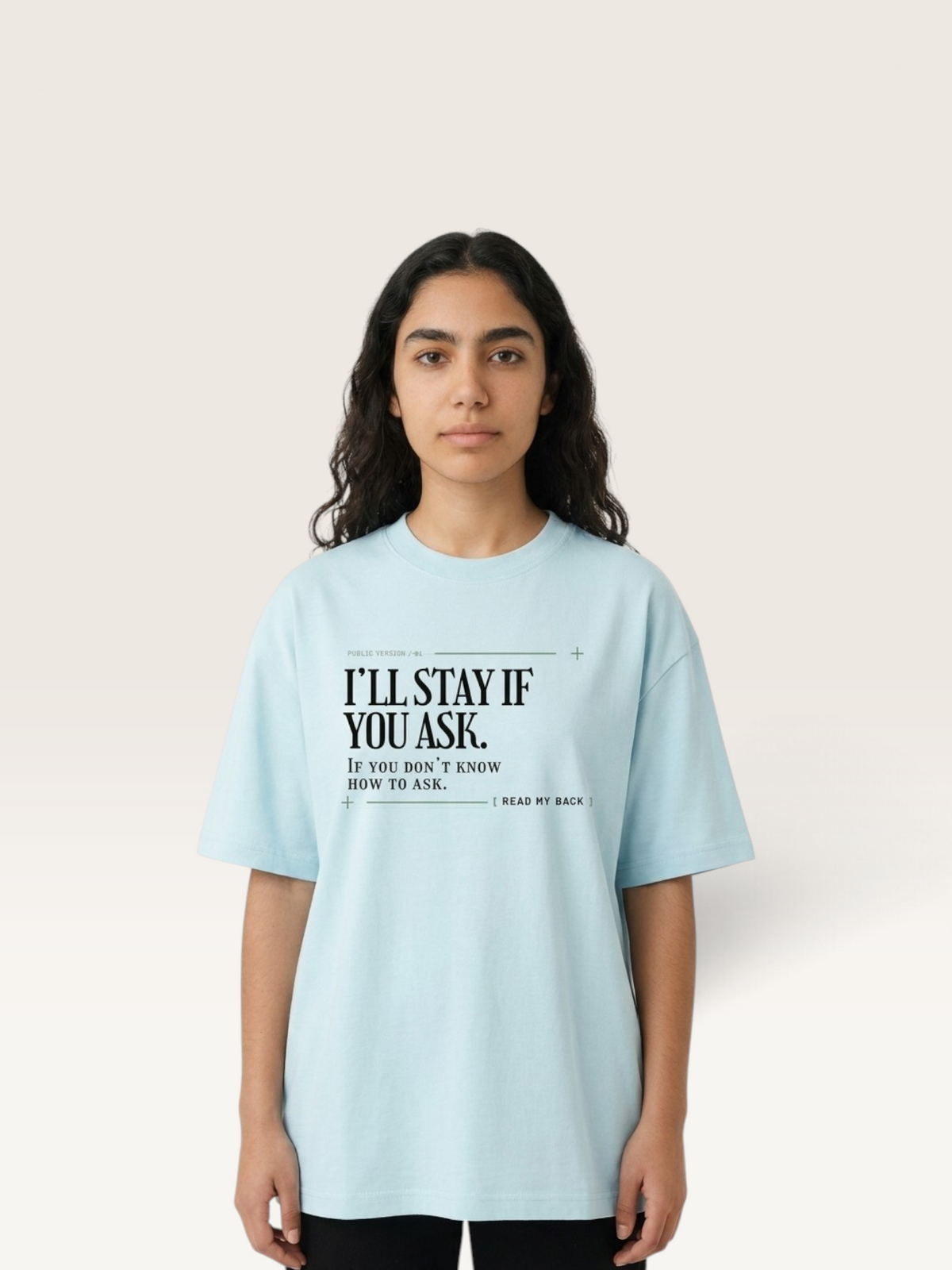 Sky Blue - I'LL STAY IF YOU ASK TEE, WEARCAPTION heavyweight oversized editorial view worn by woman