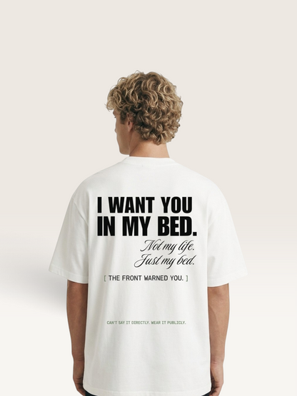 White - DON'T READ MY BACK TEE, WEARCAPTION heavyweight oversized back view worn by man