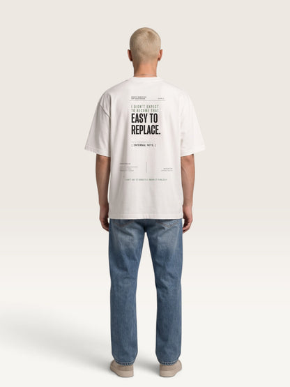 White - WEARCAPTION heavyweight cotton oversized t-shirt with white graphic text I'M HAPPY YOU MOVED ON