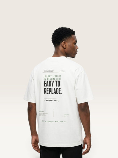 White - WEARCAPTION heavyweight cotton oversized t-shirt with white graphic text I'M HAPPY YOU MOVED ON