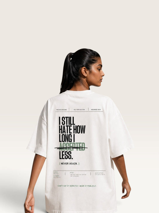White WEARCAPTION  heavyweight cotton oversized t-shirt with white I KNOW MY WORTH graphic print on the front