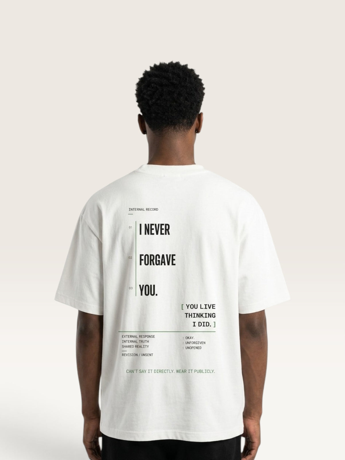 White - heavyweight cotton oversized t-shirt with I SAID OKAY graphic print on the back