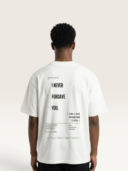 White - heavyweight cotton oversized t-shirt with I SAID OKAY graphic print on the back
