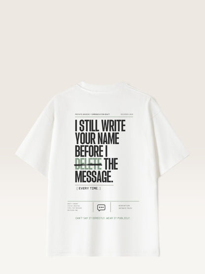 White WEARCAPTION  heavyweight cotton oversized t-shirt with white I DON'T REACH OUT graphic print on the chest