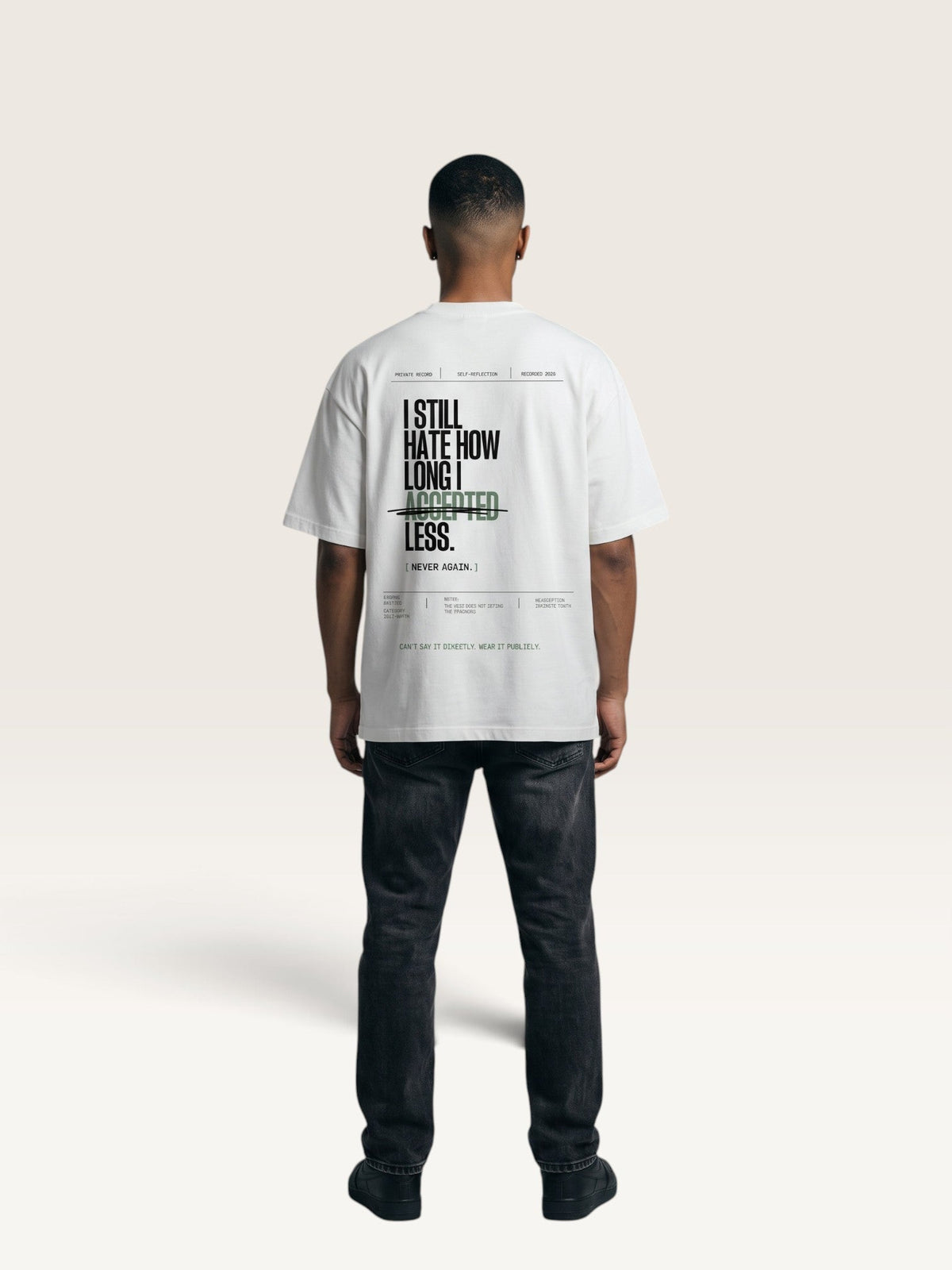 White WEARCAPTION  heavyweight cotton oversized t-shirt with white I KNOW MY WORTH graphic print on the front