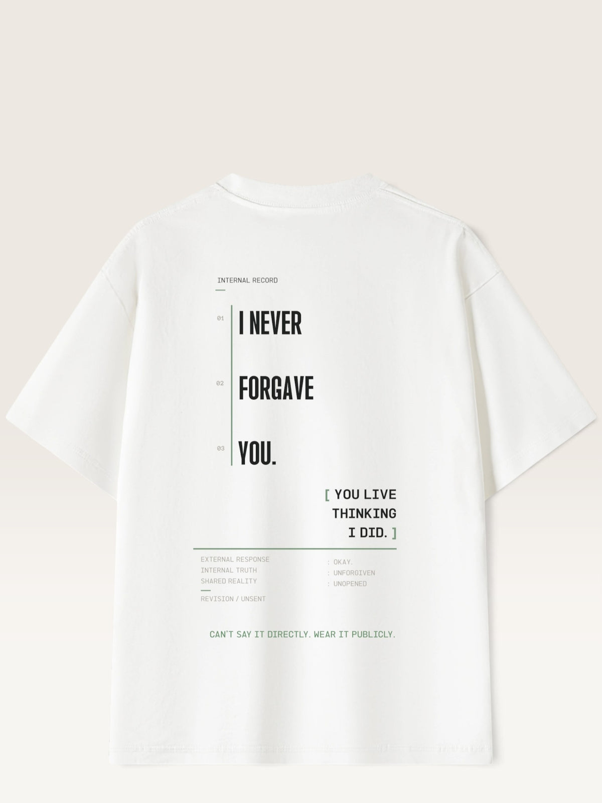 White - heavyweight cotton oversized t-shirt with I SAID OKAY graphic print on the back