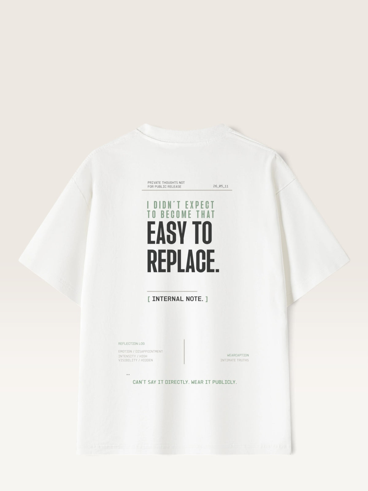 White - WEARCAPTION heavyweight cotton oversized t-shirt with white graphic text I'M HAPPY YOU MOVED ON
