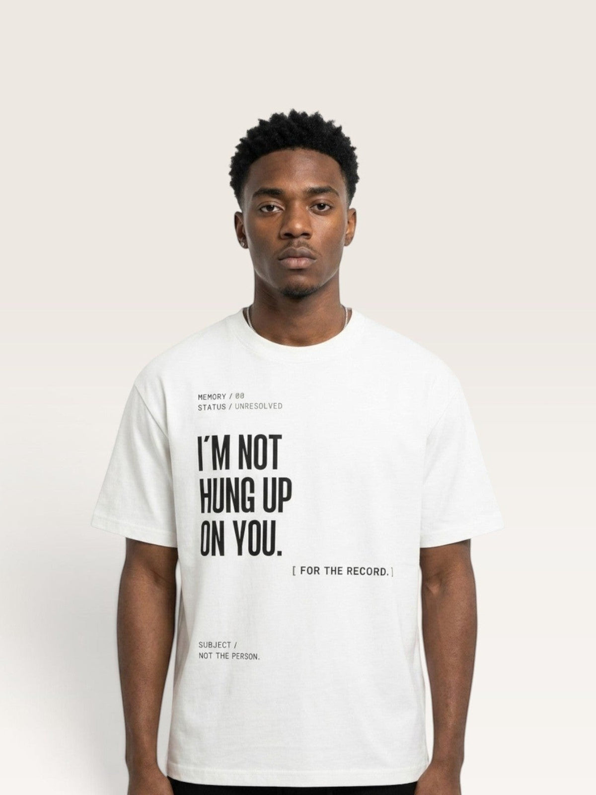 White  WEARCAPTION white heavyweight cotton oversized t-shirt with black graphic text print on the front