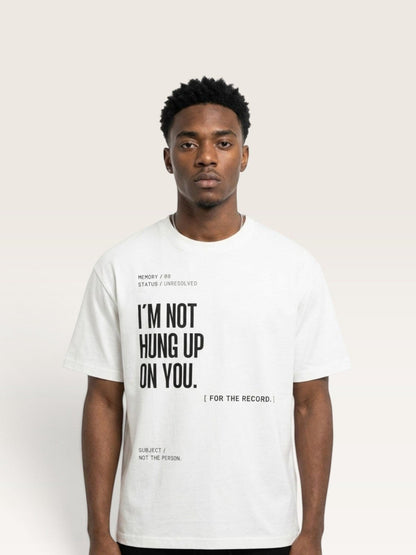 White  WEARCAPTION white heavyweight cotton oversized t-shirt with black graphic text print on the front