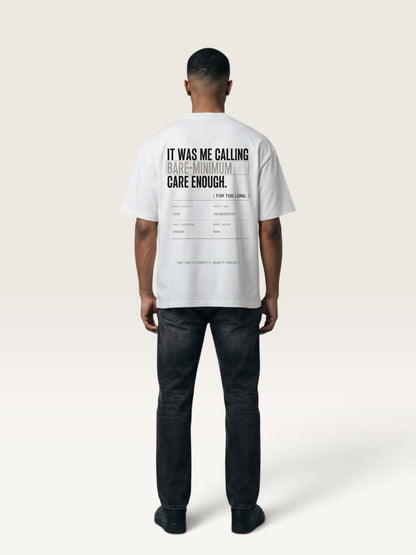 White WEARCAPTION heavyweight cotton oversized t-shirt with white and green graphic text print on the back