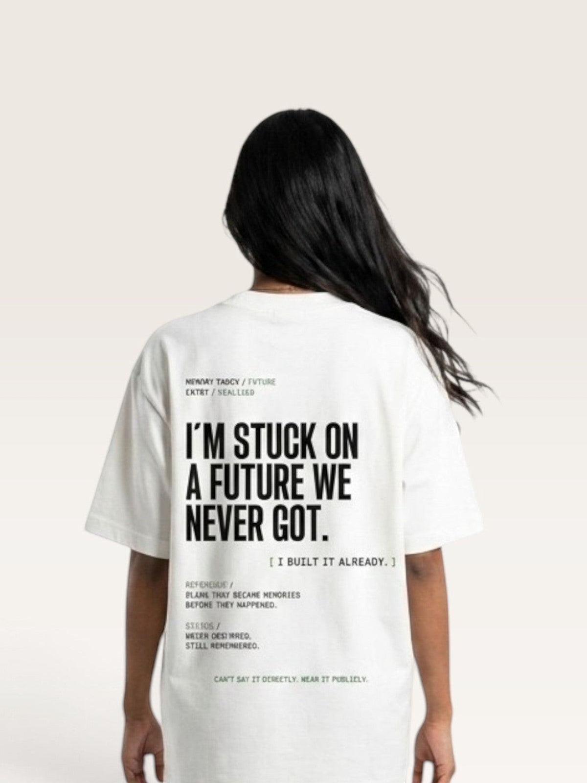 White  WEARCAPTION white heavyweight cotton oversized t-shirt featuring black typographic print on the back