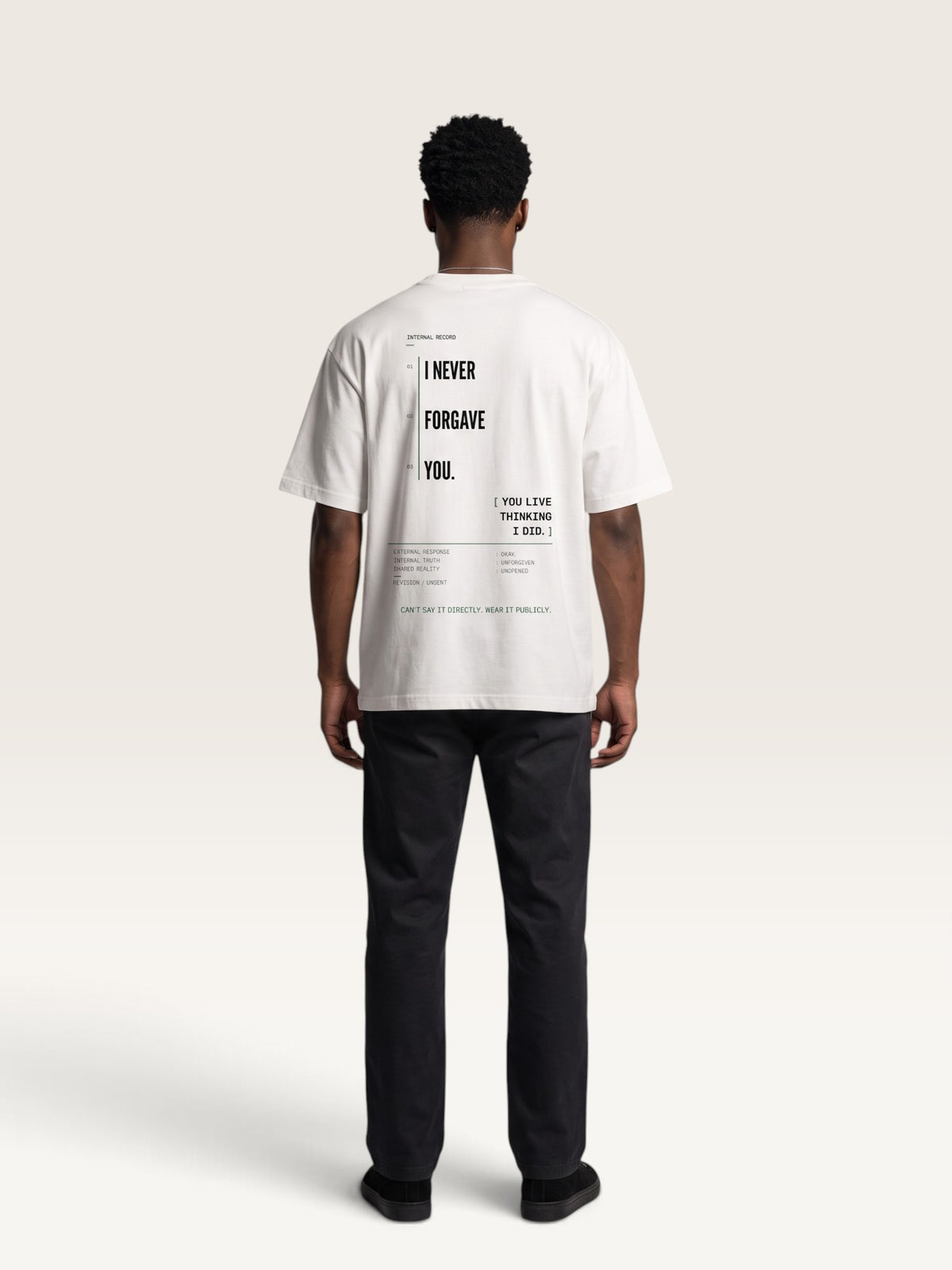 White - heavyweight cotton oversized t-shirt with I SAID OKAY graphic print on the back