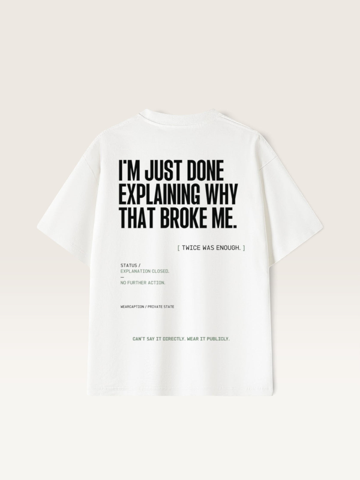 White WEARCAPTION heavyweight cotton oversized t-shirt with white I'M NOT COLD graphic print on the chest.