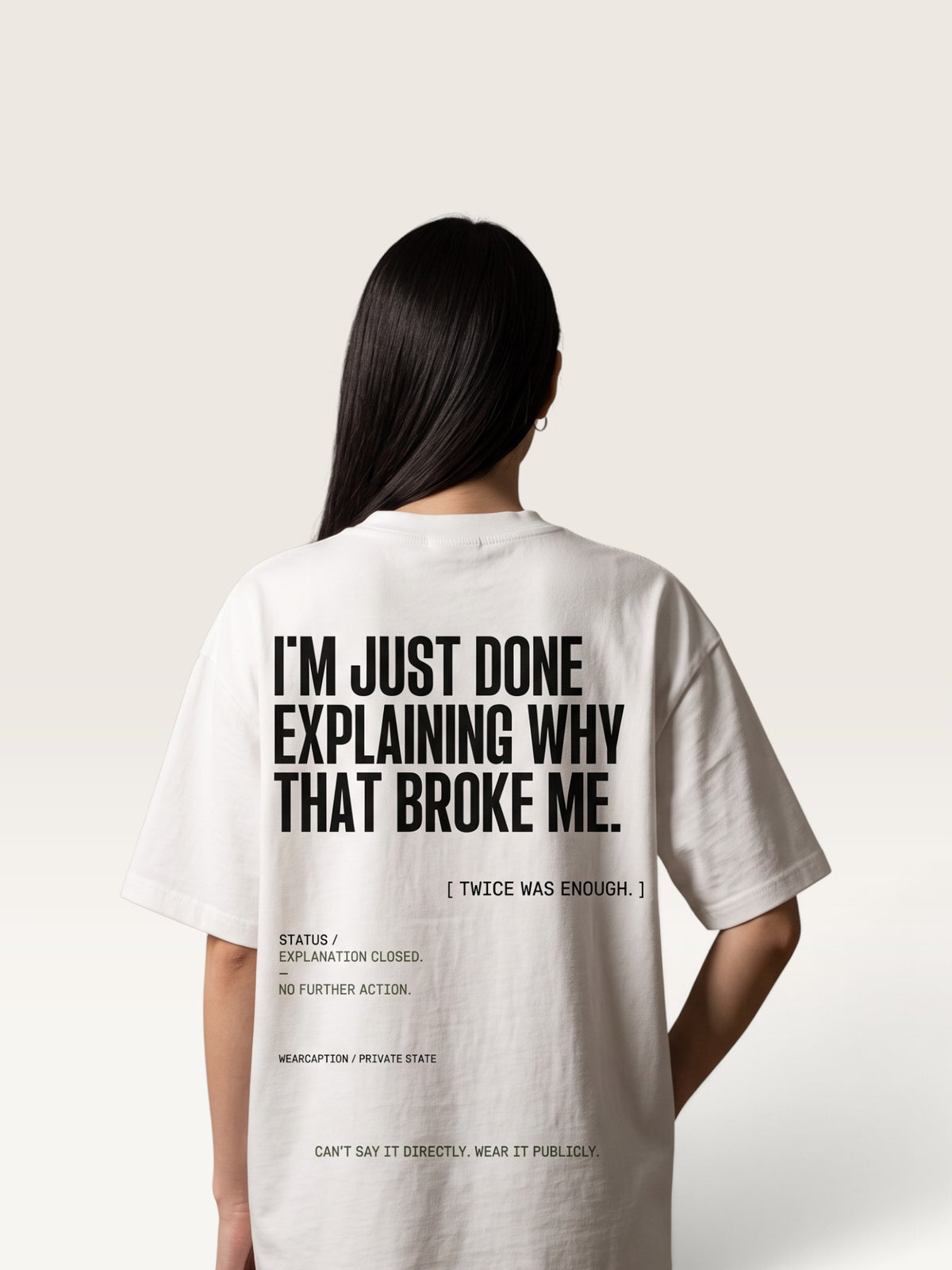 White WEARCAPTION heavyweight cotton oversized t-shirt with white I'M NOT COLD graphic print on the chest.