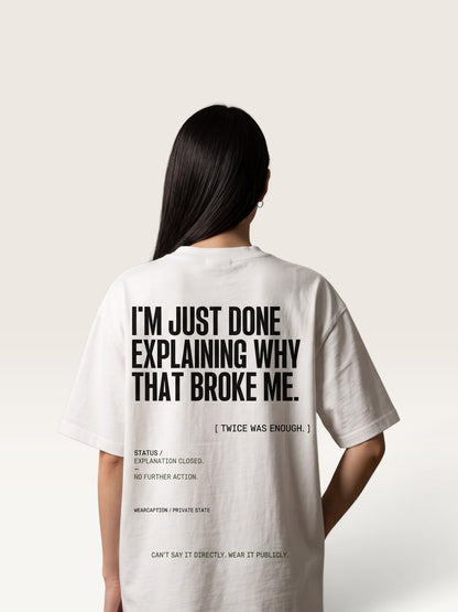 White WEARCAPTION heavyweight cotton oversized t-shirt with white I'M NOT COLD graphic print on the chest.