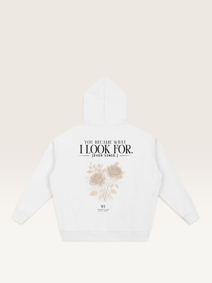 White - YOU WEREN'T MY TYPE HOODIE, oversized heavyweight cotton-poly fleece