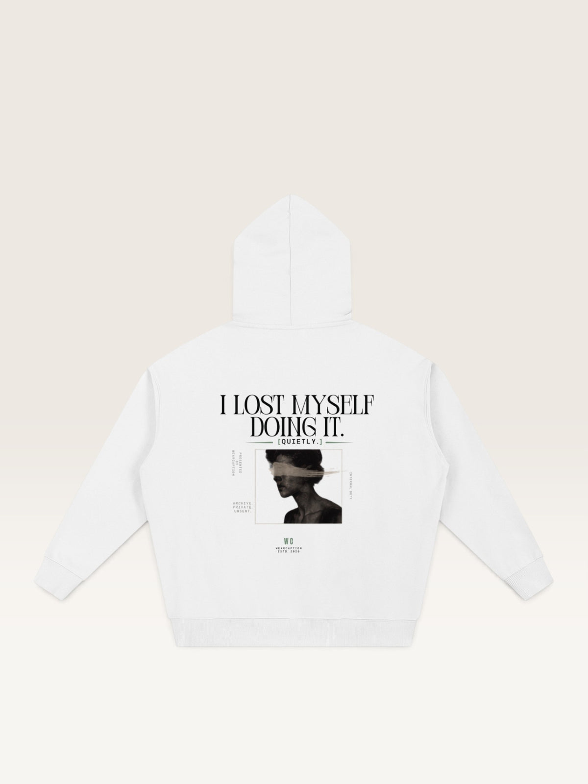 White - I MADE YOU PROUD HOODIE, oversized heavyweight cotton-poly fleece