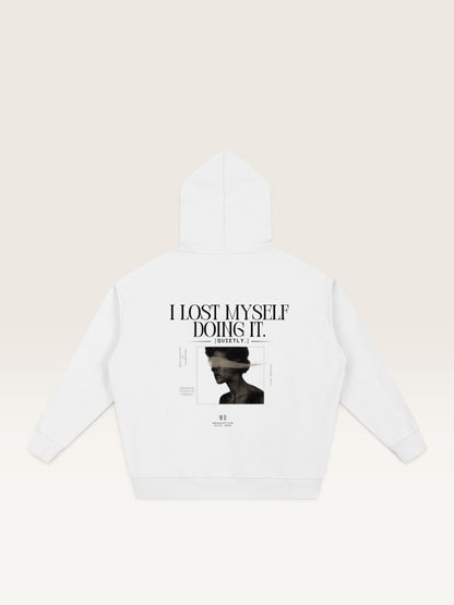 White - I MADE YOU PROUD HOODIE, oversized heavyweight cotton-poly fleece