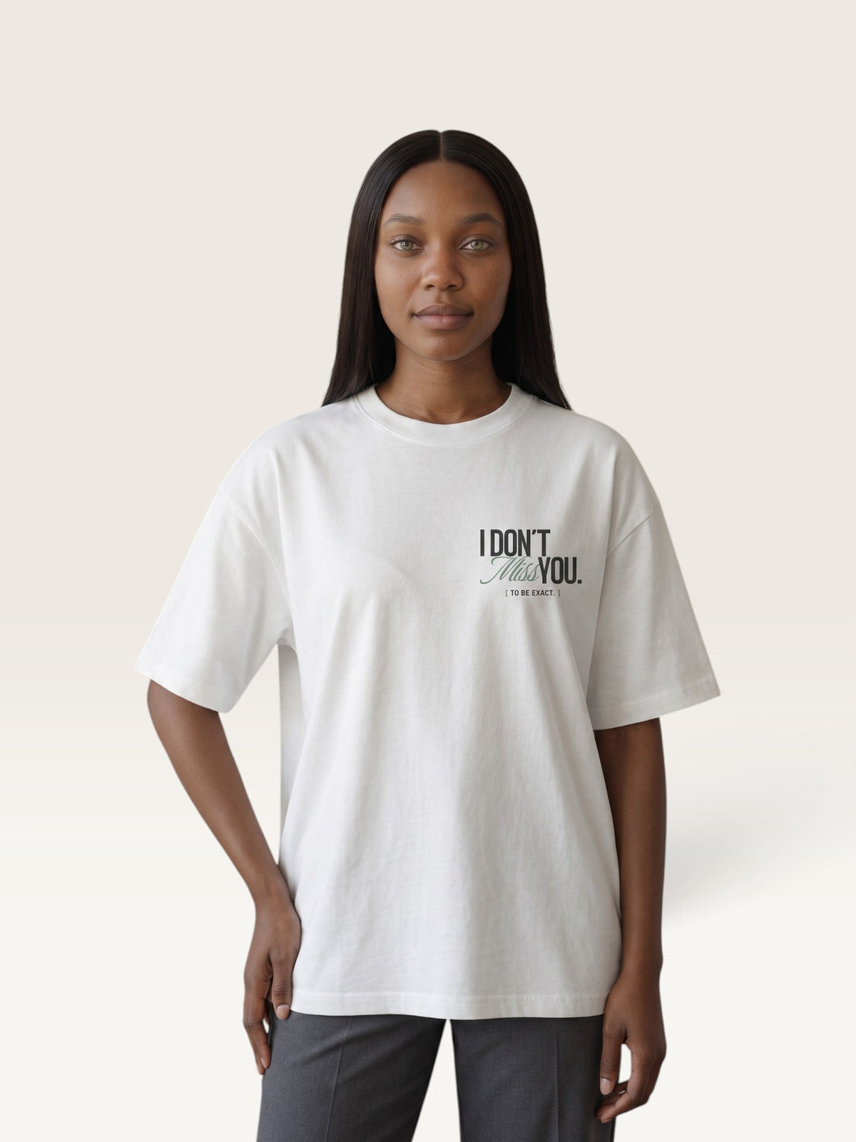 White - I DON'T MISS YOU TEE, oversized heavyweight cotton