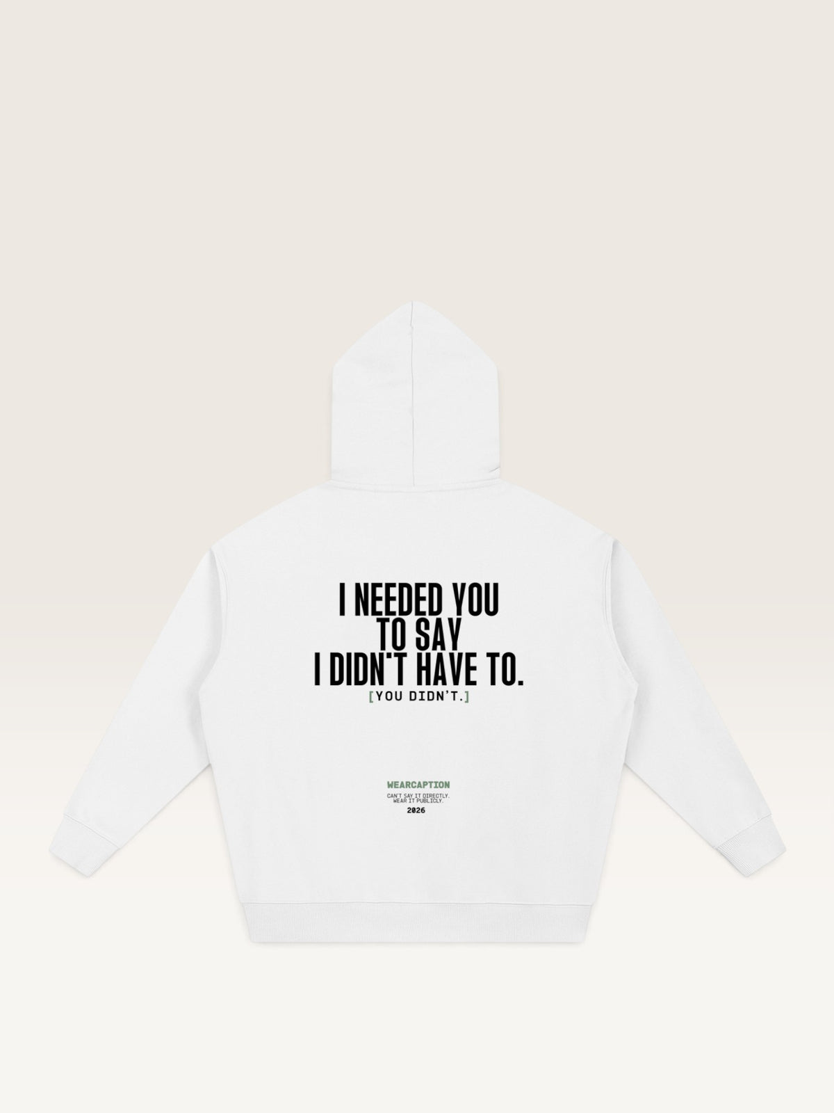 White - I SAID I COULD HANDLE IT HOODIE, oversized heavyweight cotton-poly fleece